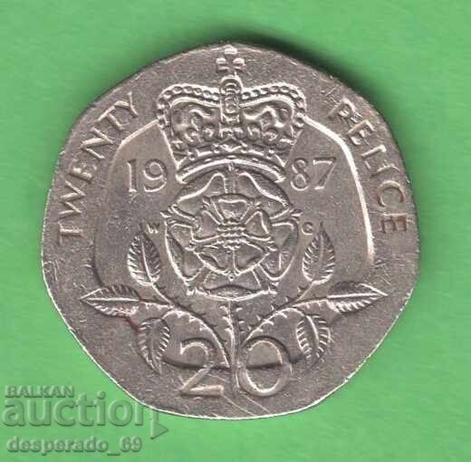 (¯`'•.¸ 20 πένες 1987 ΗΝΩΜΕΝΟ ΒΑΣΙΛΕΙΟ ¸.•'´¯)