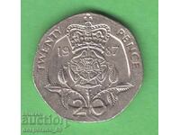 (¯`'•.¸ 20 pence 1987 MAREA BRITANIE ¸.•'´¯)