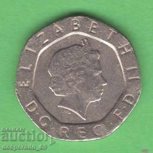 (¯`'•.¸ 20 πένες 2001 ΗΝΩΜΕΝΟ ΒΑΣΙΛΕΙΟ ¸.•'´¯) με τιμή 1.50 BGN | € 0.77