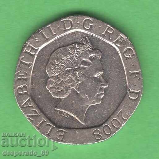 (¯`'•.¸ 20 πένες 2008 ΗΝΩΜΕΝΟ ΒΑΣΙΛΕΙΟ ¸.•'´¯) με τιμή 1.50 BGN | € 0.77