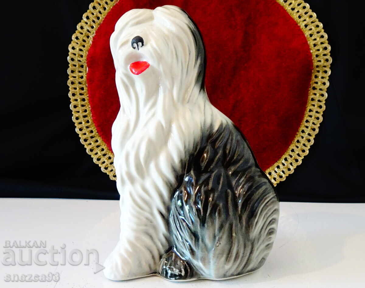 Πορσελάνινο ειδώλιο, αγαλματίδιο σκύλου Bobtail, σφραγίδα