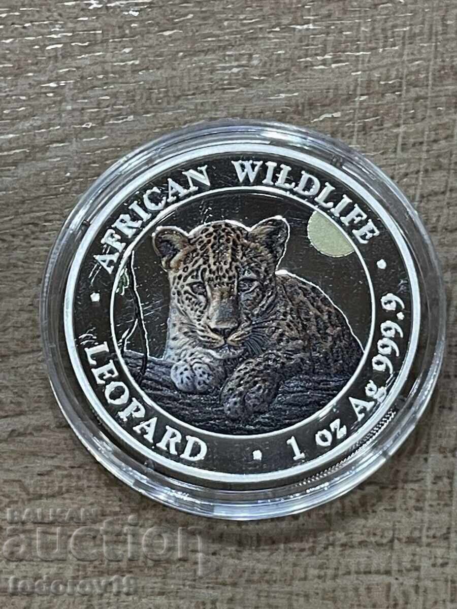 Δημοπρασία 1 oz Ασημένιος Λεοπάρδαλη - Σομαλία 2025 - Έγχρωμο