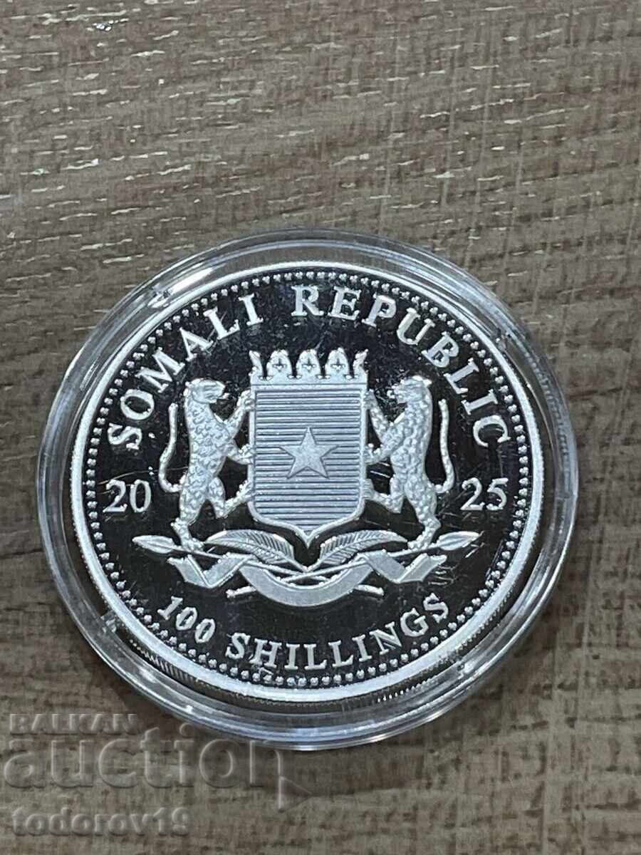 Παράδοση 1 oz Ασημένιος Λεοπάρδαλη - Σομαλία 2025 - Έγχρωμο