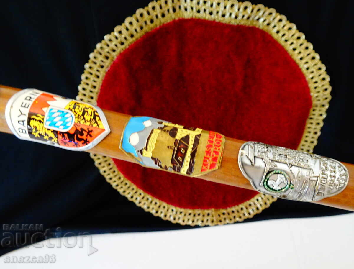 Аукцион Тиролски бастун 12 значки,Елен,Сърна,Орел,Кон.