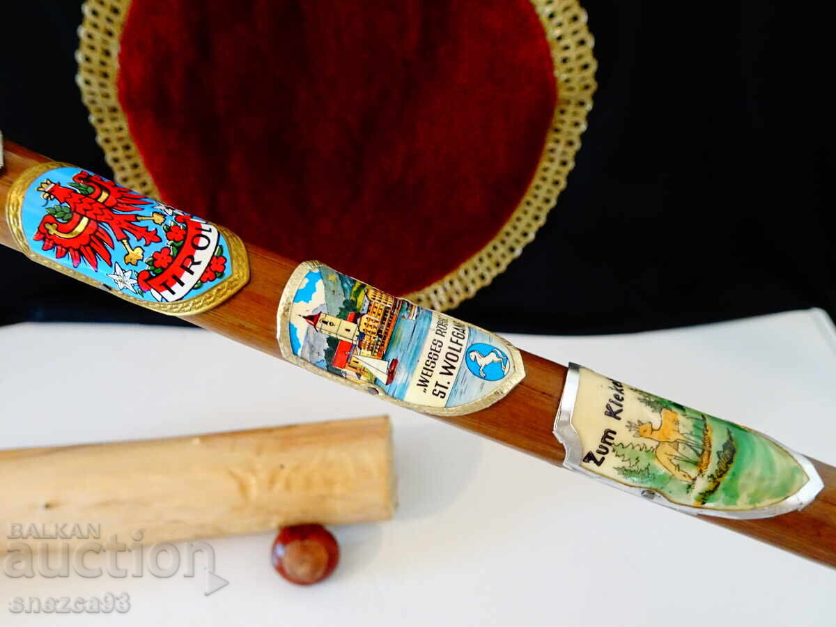 Тиролски бастун 12 значки,Елен,Сърна,Орел,Кон. - 5