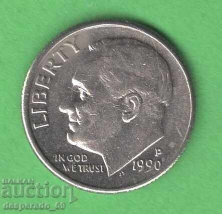 (¯`'•.¸ 10 cents 1990 (P) USA ¸.•'´¯)