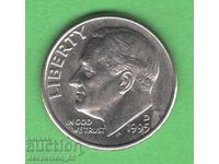 (¯`'•.¸ 10 cenți 1995 (D) SUA ¸.•'´¯)