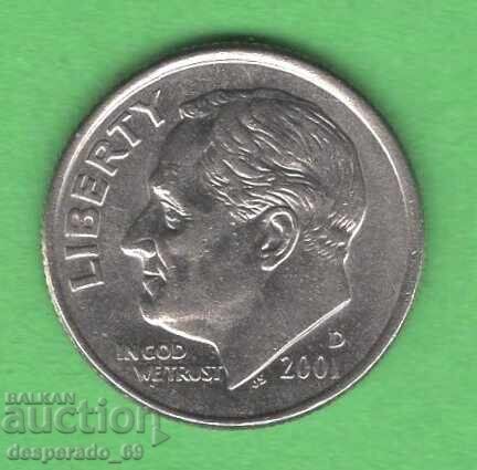 (¯`'•.¸ 10 cents 2001 (D) USA ¸.•'´¯)