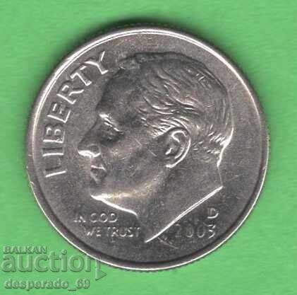 (¯`'•.¸ 10 cents 2003 (D) USA ¸.•'´¯)