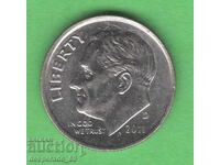 (¯`'•.¸   10 цента 2011 (D)  САЩ  ¸.•'´¯)