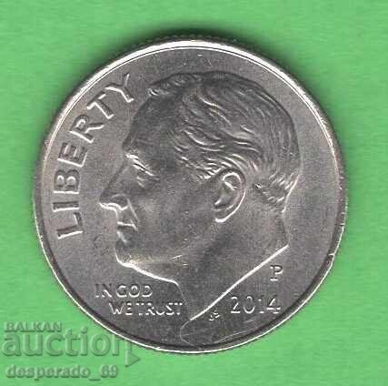 (¯`'•.¸ 10 cenți 2014 (P) SUA ¸.•'´¯) (¯`'•.¸ 10 cenți 2014 (P) SUA ¸.•'´¯)