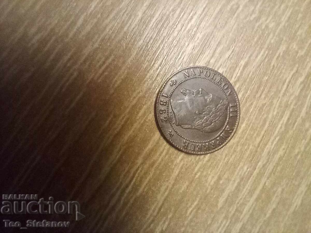 1 Centime 1862 France, Rare with price 37.00 BGN | € 18.92