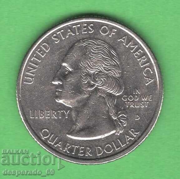 (¯`'•.¸ 25 cents 1999 D USA (Connecticut) ¸.•'´¯) with price 1.30 BGN | € 0.66