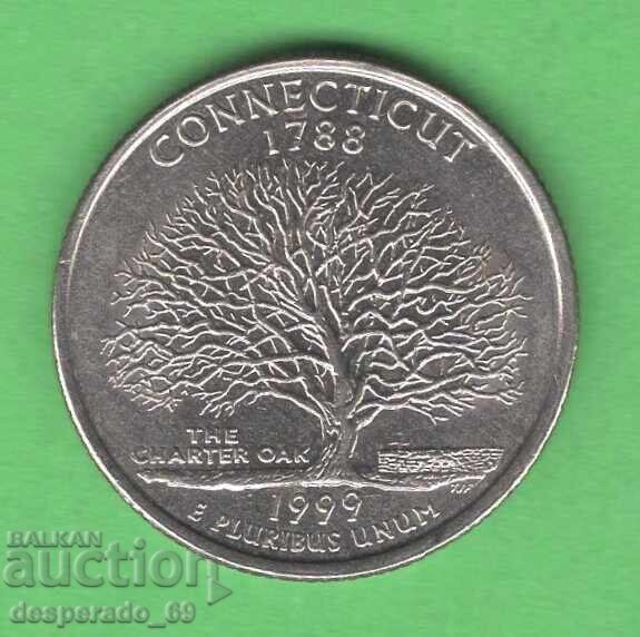 (¯`'•.¸ 25 cents 1999 D USA (Connecticut) ¸.•'´¯)