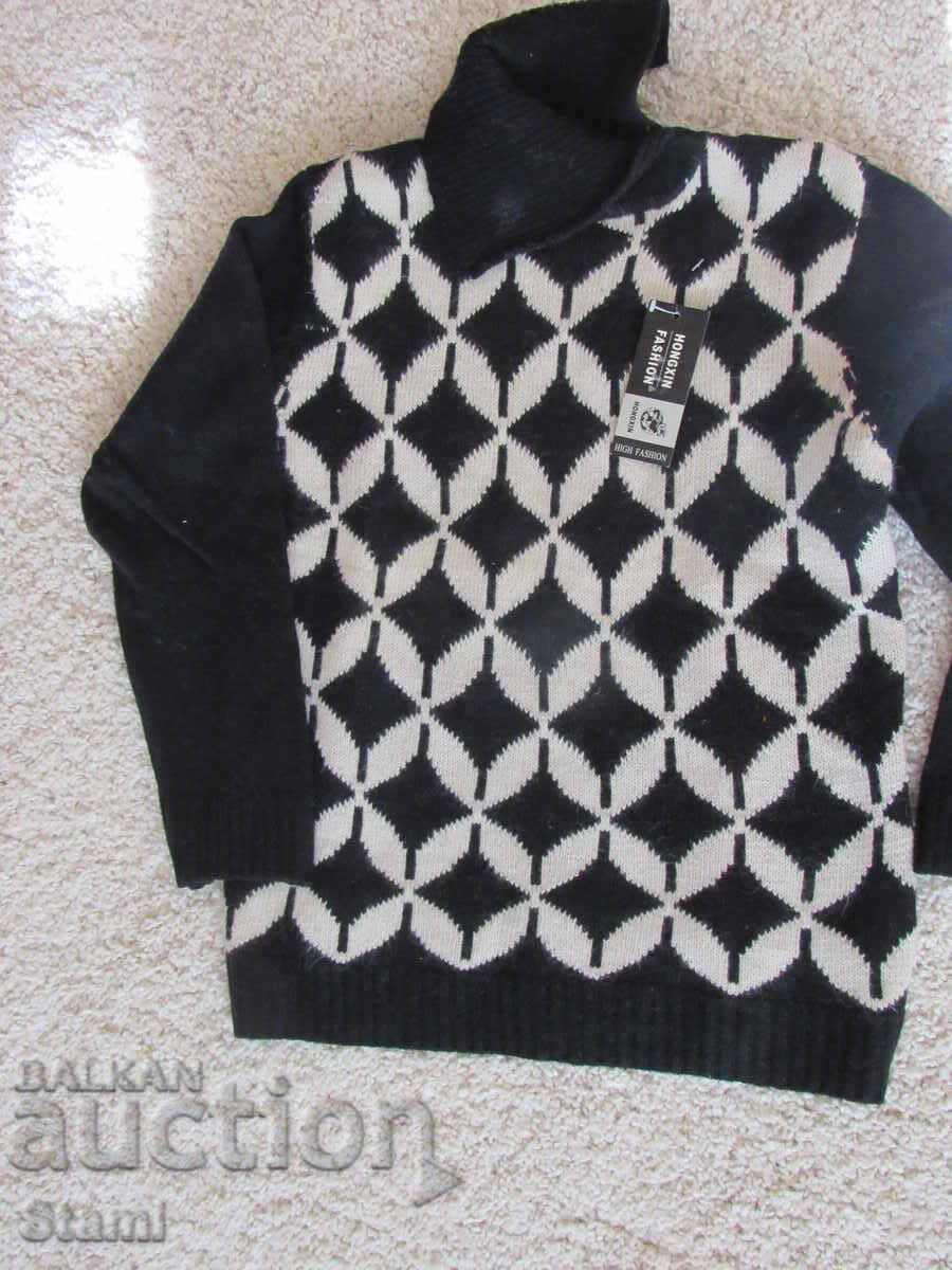 Bluză alb-negru cu guler tip tunică, mărimea M/40 cu preț 14.00 BGN | € 7.16