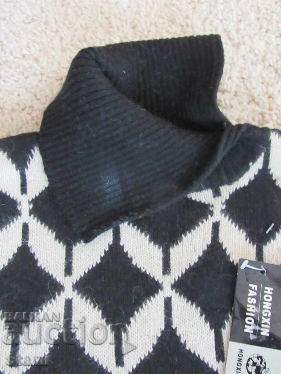 Livrarea Bluză alb-negru cu guler tip tunică, mărimea M/40