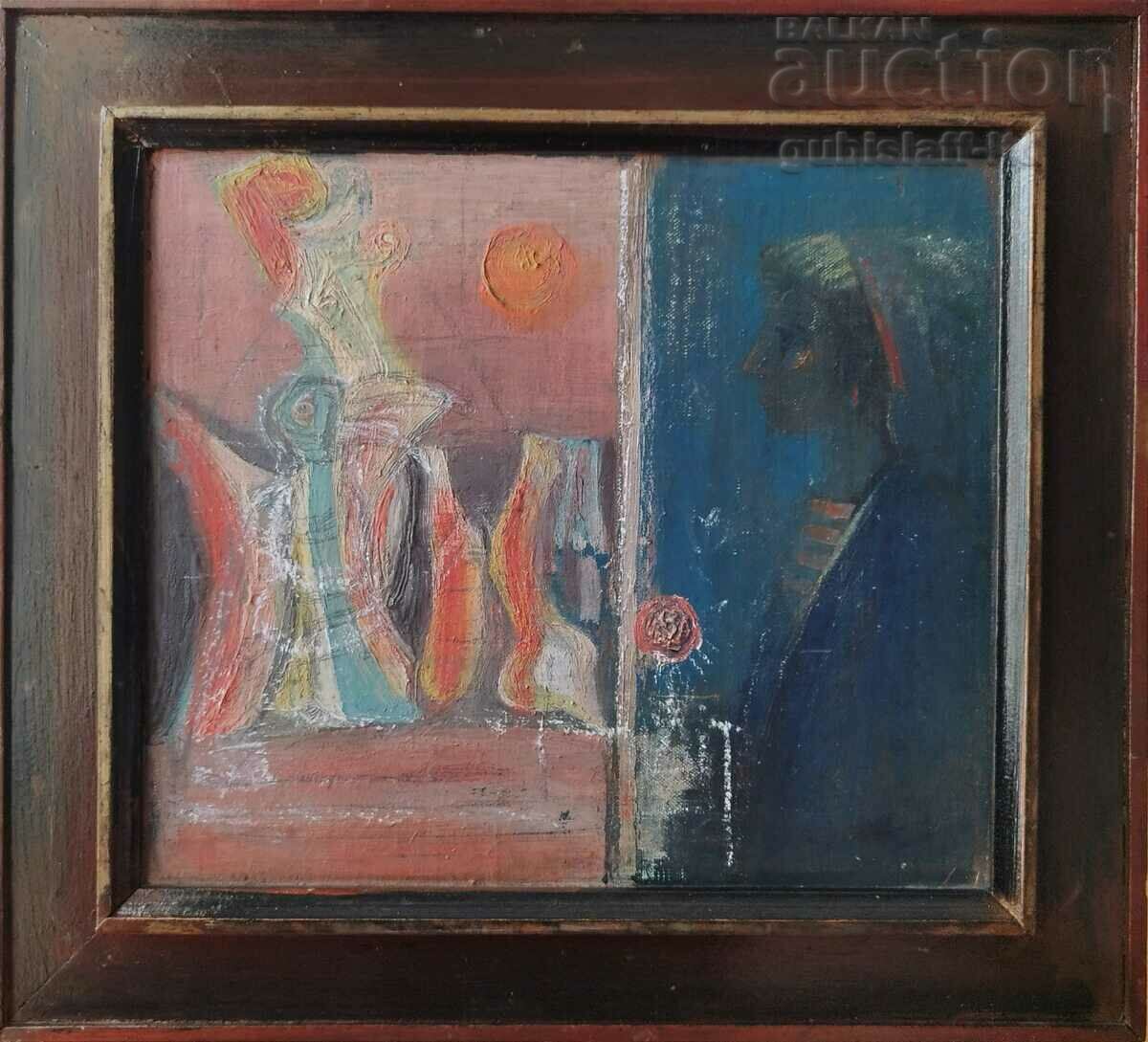 Painting "At home", art. Atanas Kanchev, 1990s.