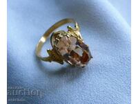 Inel din argint placat cu aur cu morganit