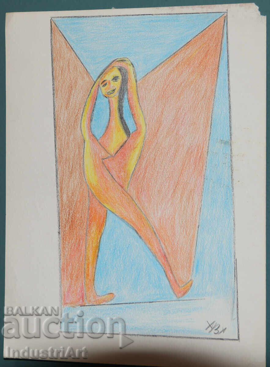 Licitație Artă modernă pastel abstract portret corp gol