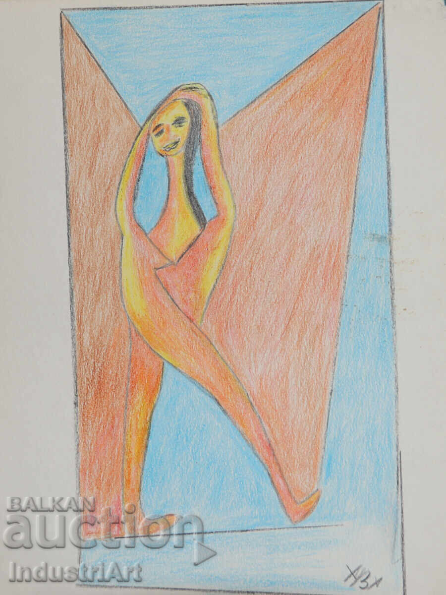 Artă modernă pastel abstract portret corp gol