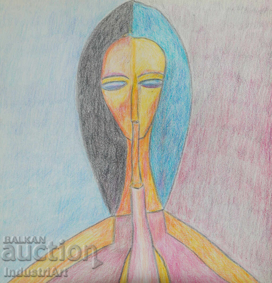 Delivery of Modern Art Pastel Abstract Female Portrait