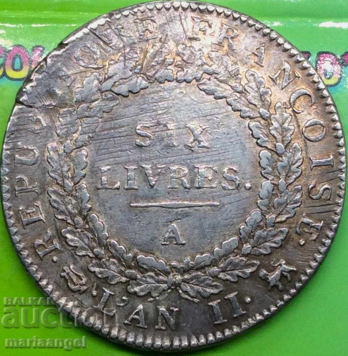 Delivery of Crown to 6 livres 1793 France AN II 29.45g Silver