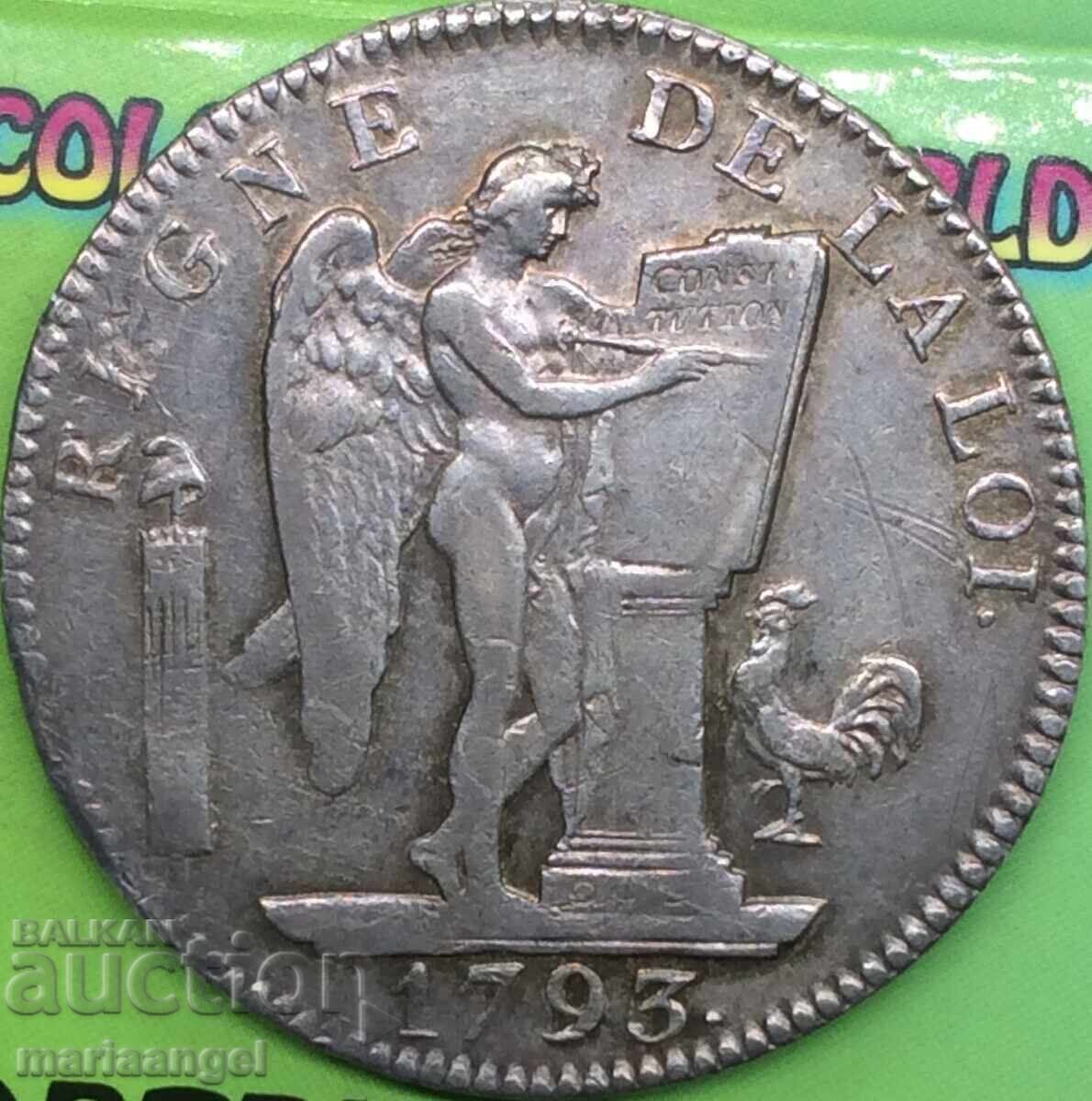 Crown to 6 livres 1793 France AN II 29.45g Silver - 7