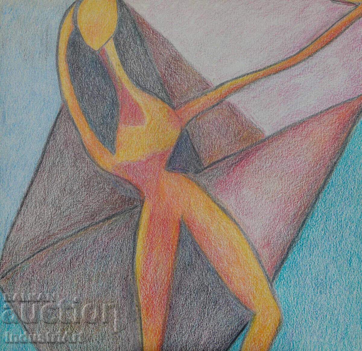 Παράδοση Μοντέρνα τέχνη παστέλ αφηρημένο γυναικείο πορτρέτο σώμα