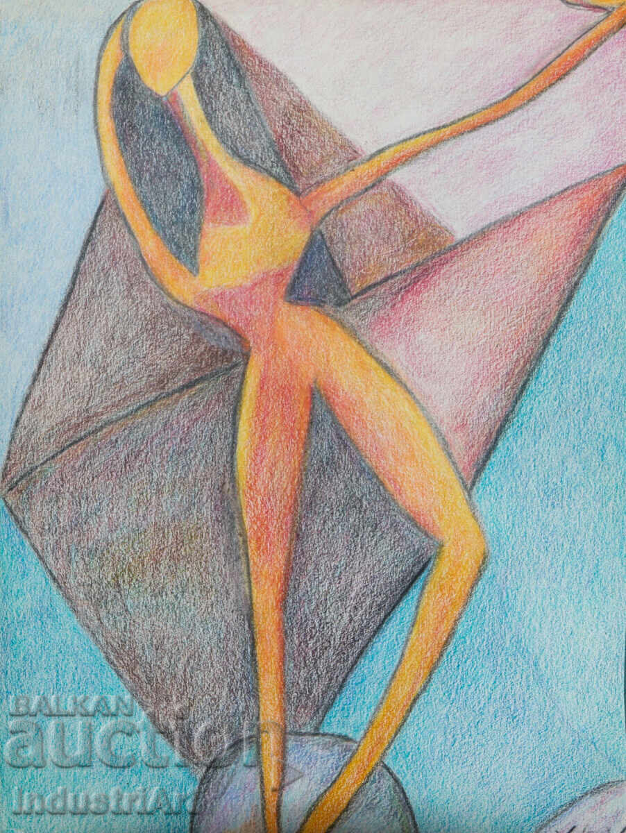 Μοντέρνα τέχνη παστέλ αφηρημένο γυναικείο πορτρέτο σώμα