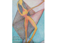 Artă modernă pastel abstract portret feminin corp