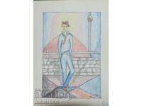 Artă modernă pastel portret abstract