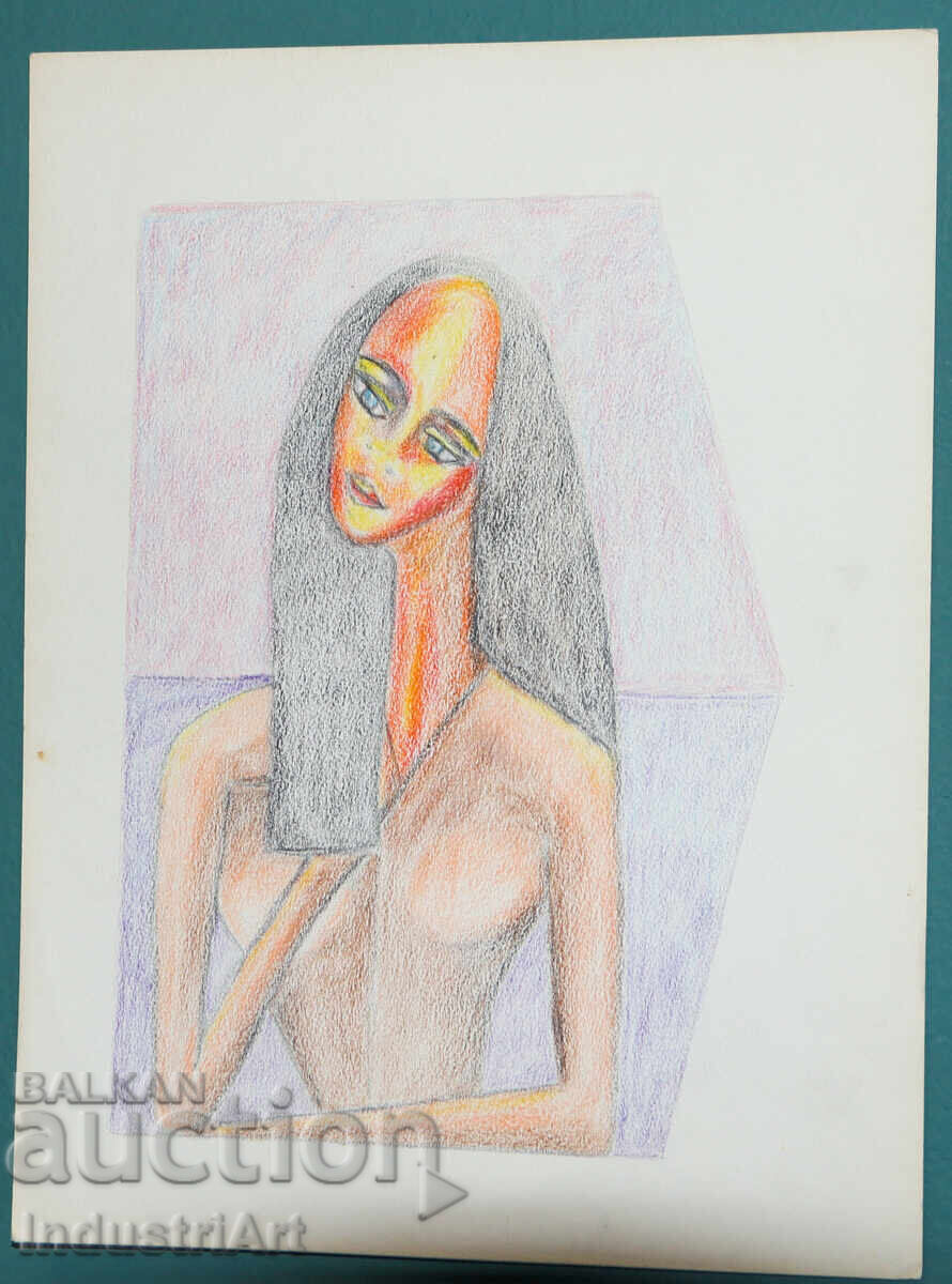 Licitație Artă modernă pastel abstract portret fată