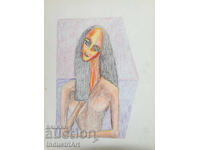 Artă modernă pastel abstract portret fată