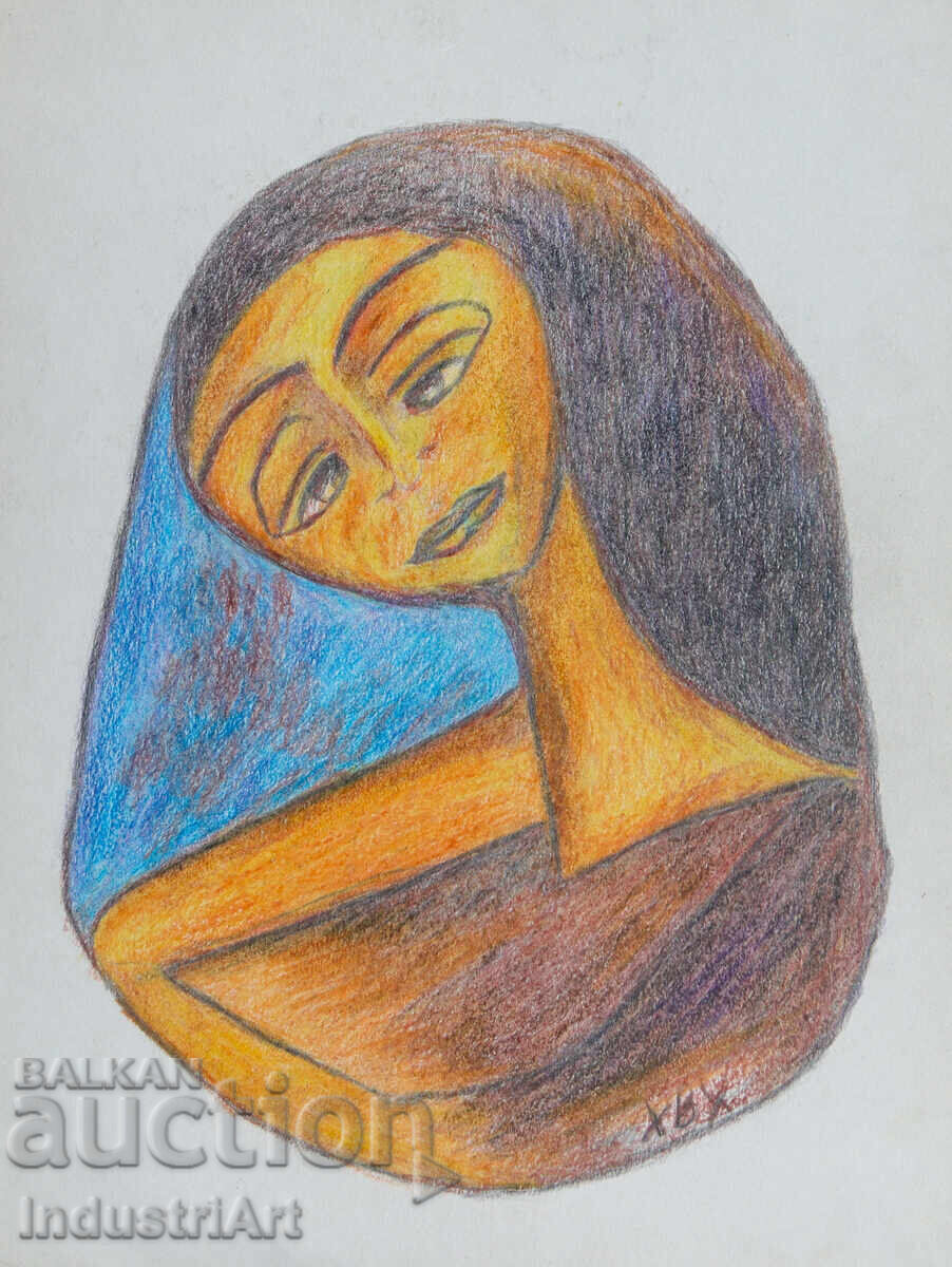 Licitație Artă modernă pastel abstract portret feminin