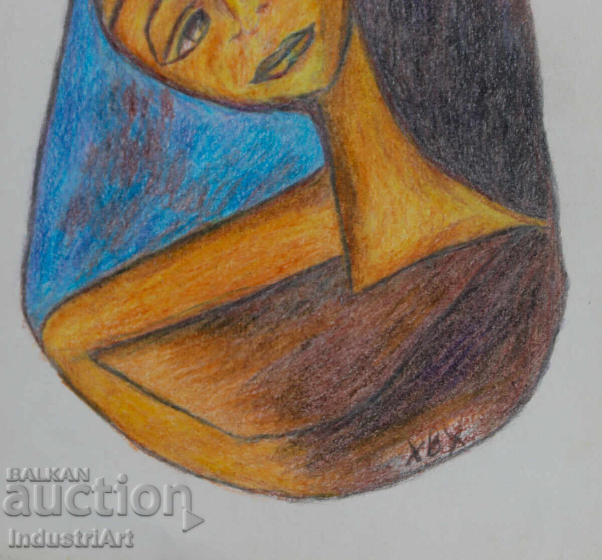 Artă modernă pastel abstract portret feminin - 5