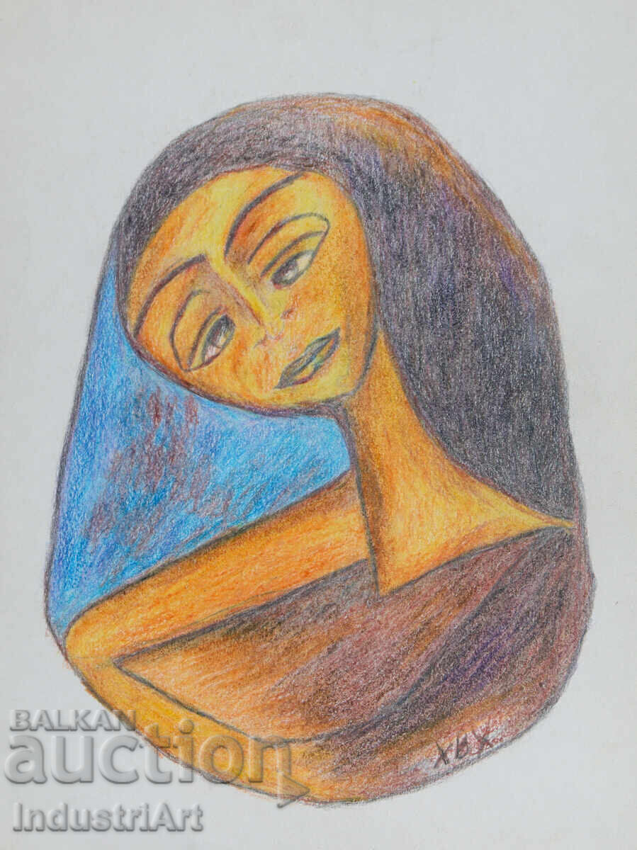 Artă modernă pastel abstract portret feminin