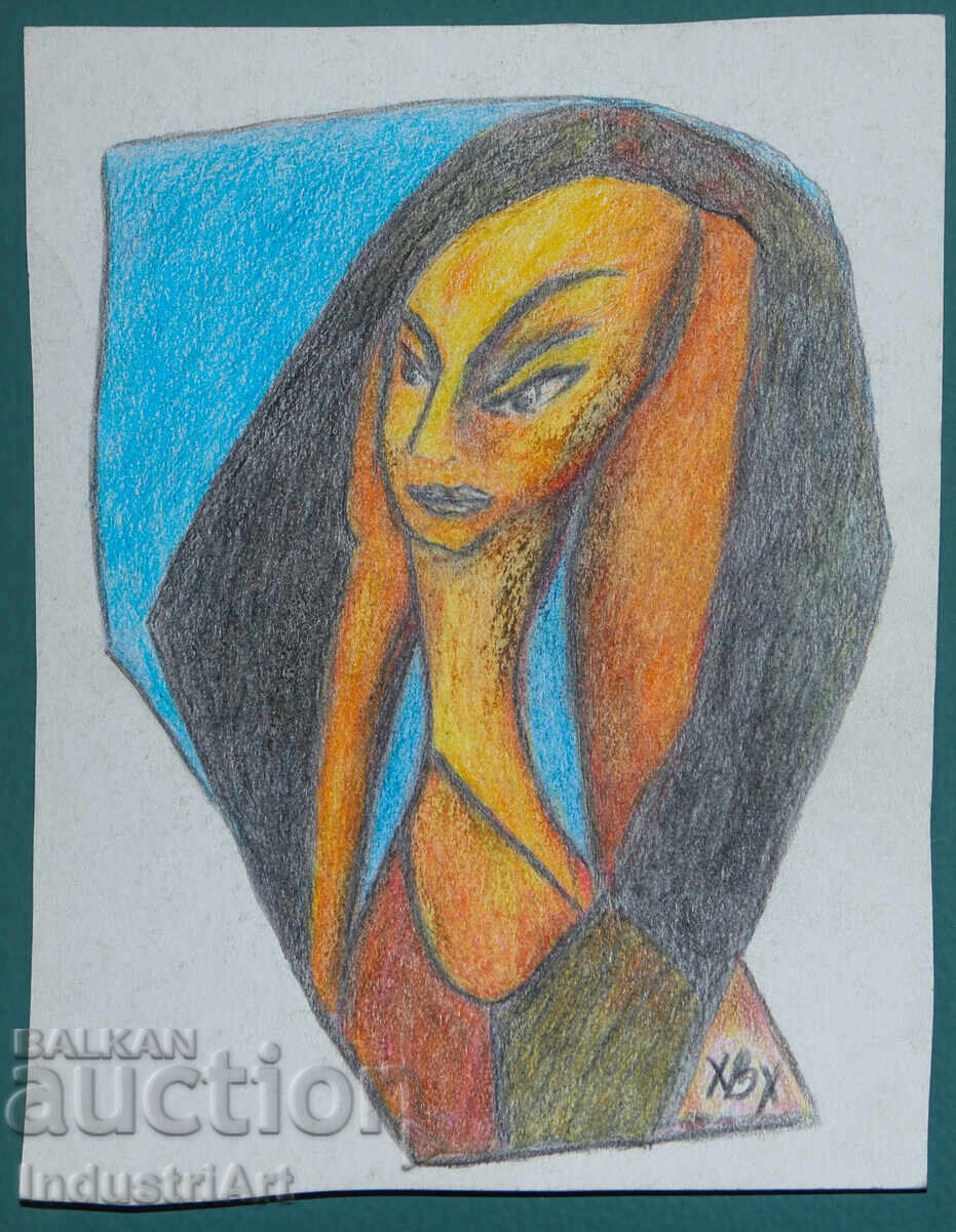 Licitație Artă modernă pastel portret abstract
