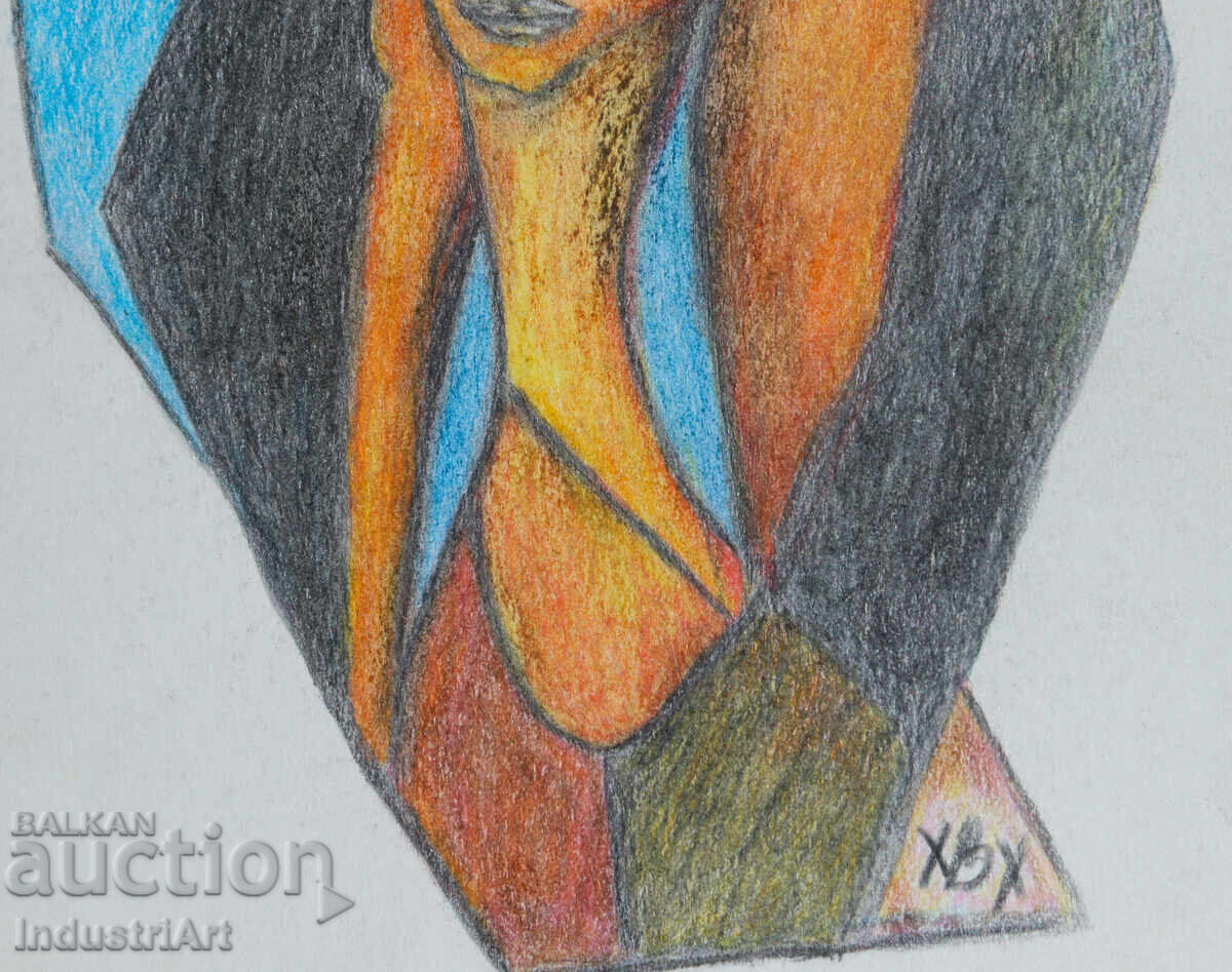 Artă modernă pastel portret abstract - 5