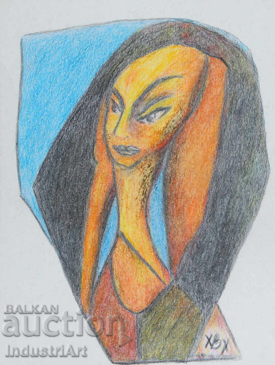 Artă modernă pastel portret abstract