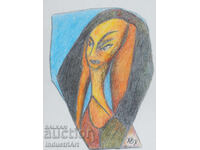 Artă modernă pastel portret abstract