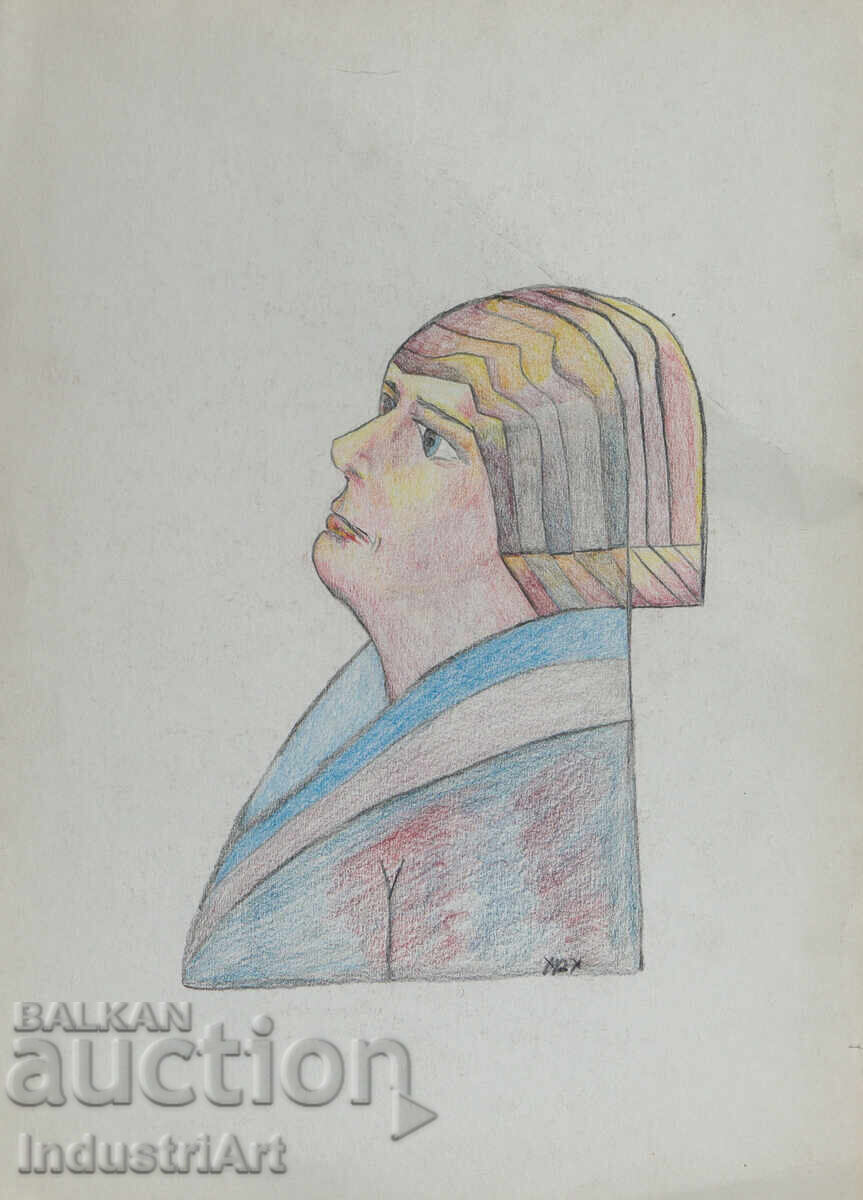 Σύγχρονη τέχνη παστέλ αφηρημένο πορτρέτο Σύγχρονη τέχνη παστέλ αφηρημένο πορτρέτο