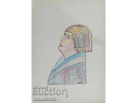 Artă modernă pastel portret abstract