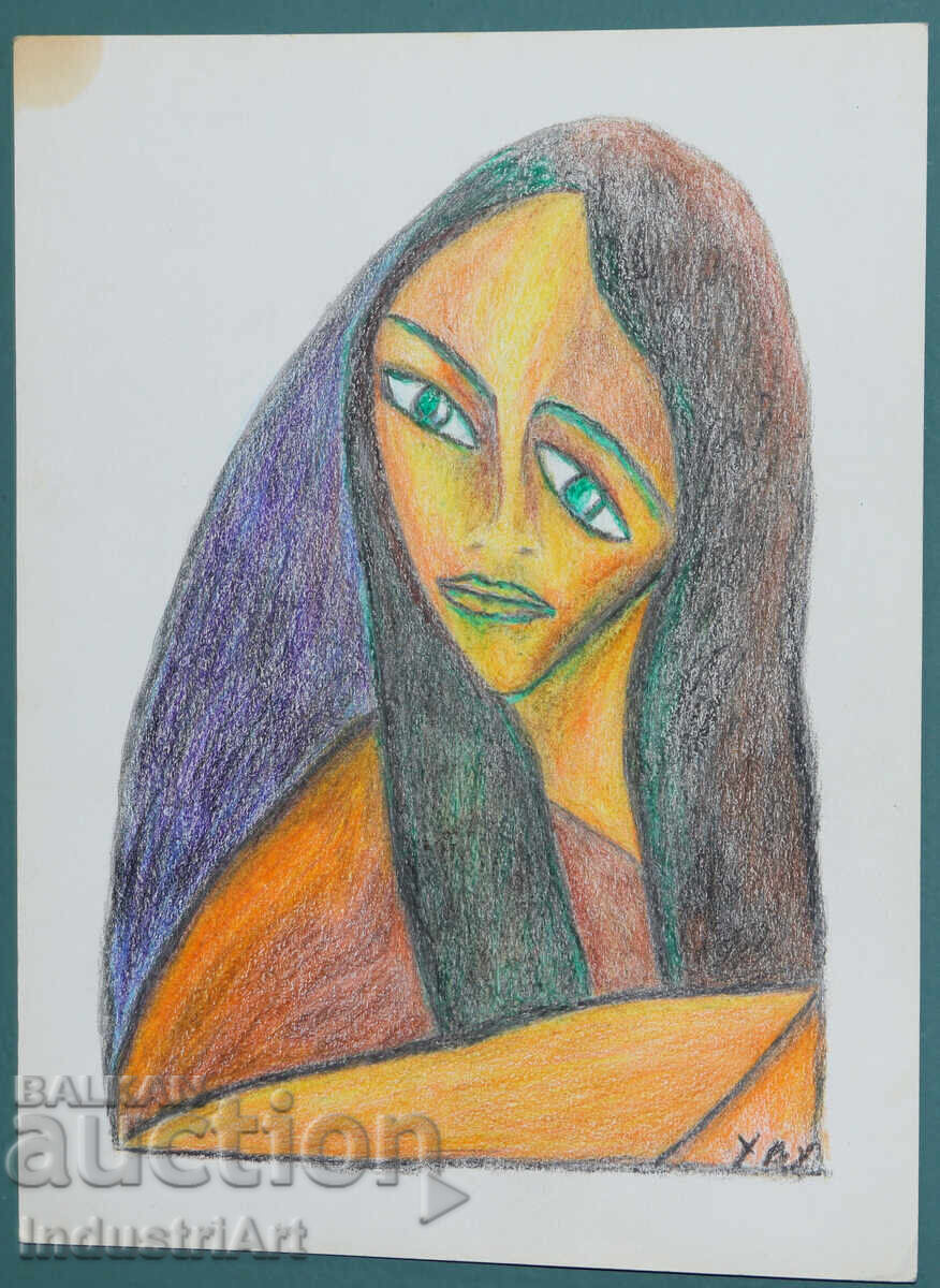 Licitație Artă modernă pastel portret abstract