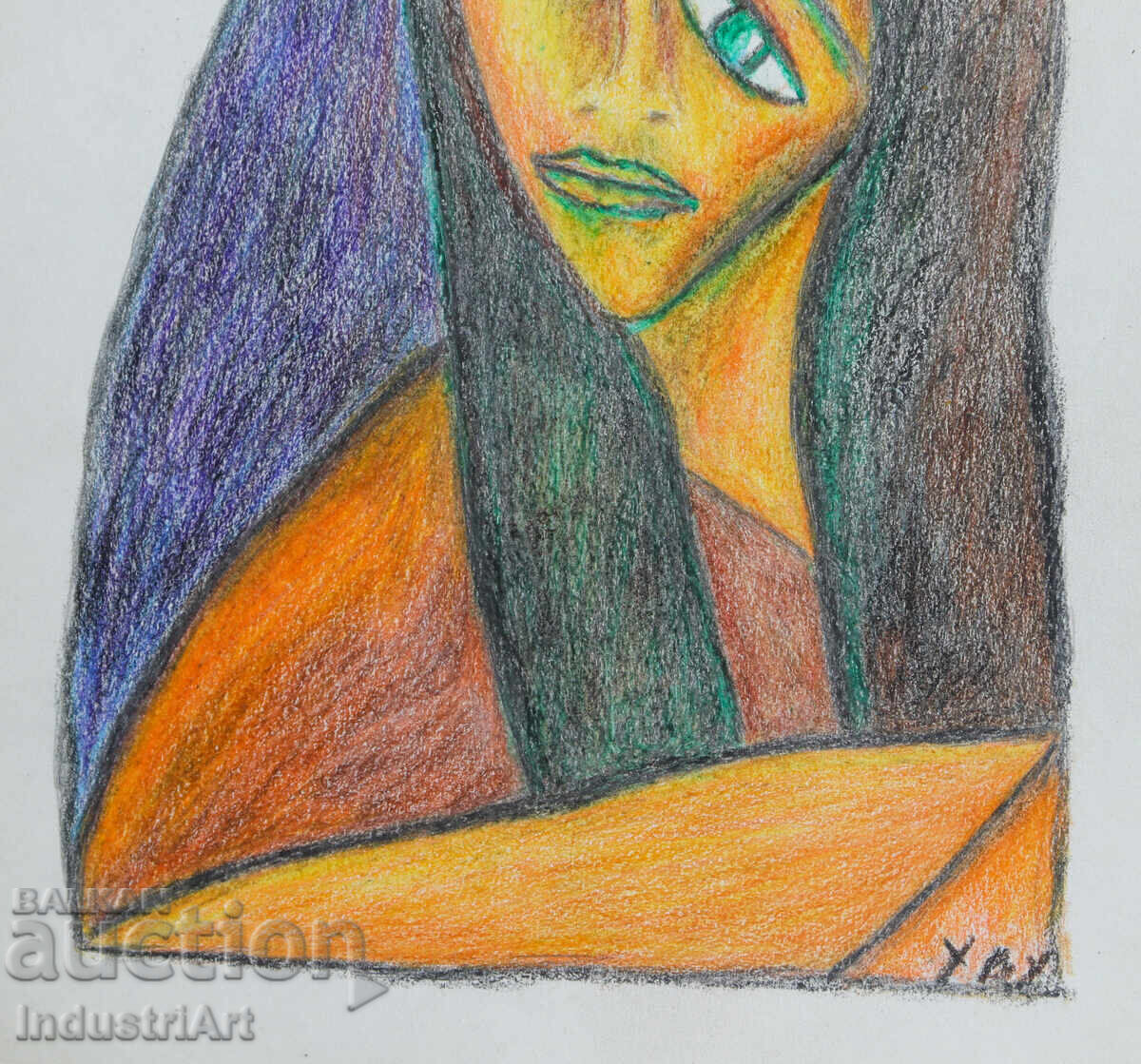Artă modernă pastel portret abstract - 5