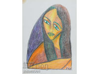 Artă modernă pastel portret abstract