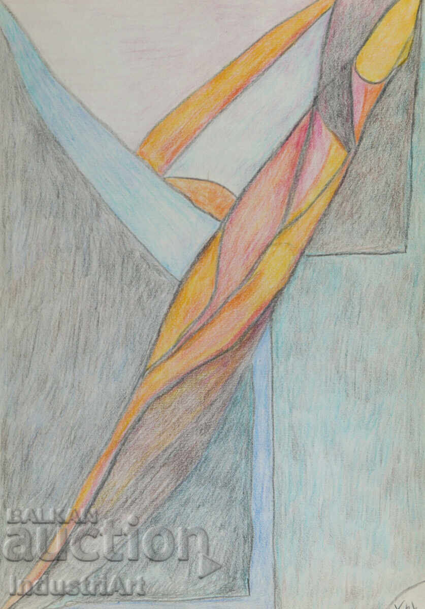 Auction  Modern Art Pastel Abstract Nude Body