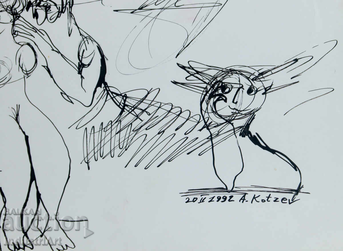 Artă modernă tuș portret abstract figuri - 5