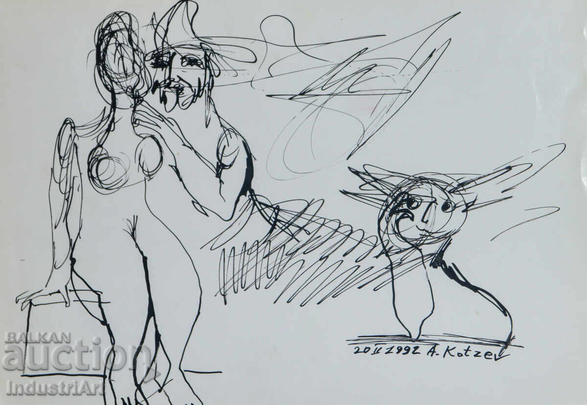 Artă modernă tuș portret abstract figuri