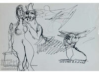 Artă modernă tuș portret abstract figuri