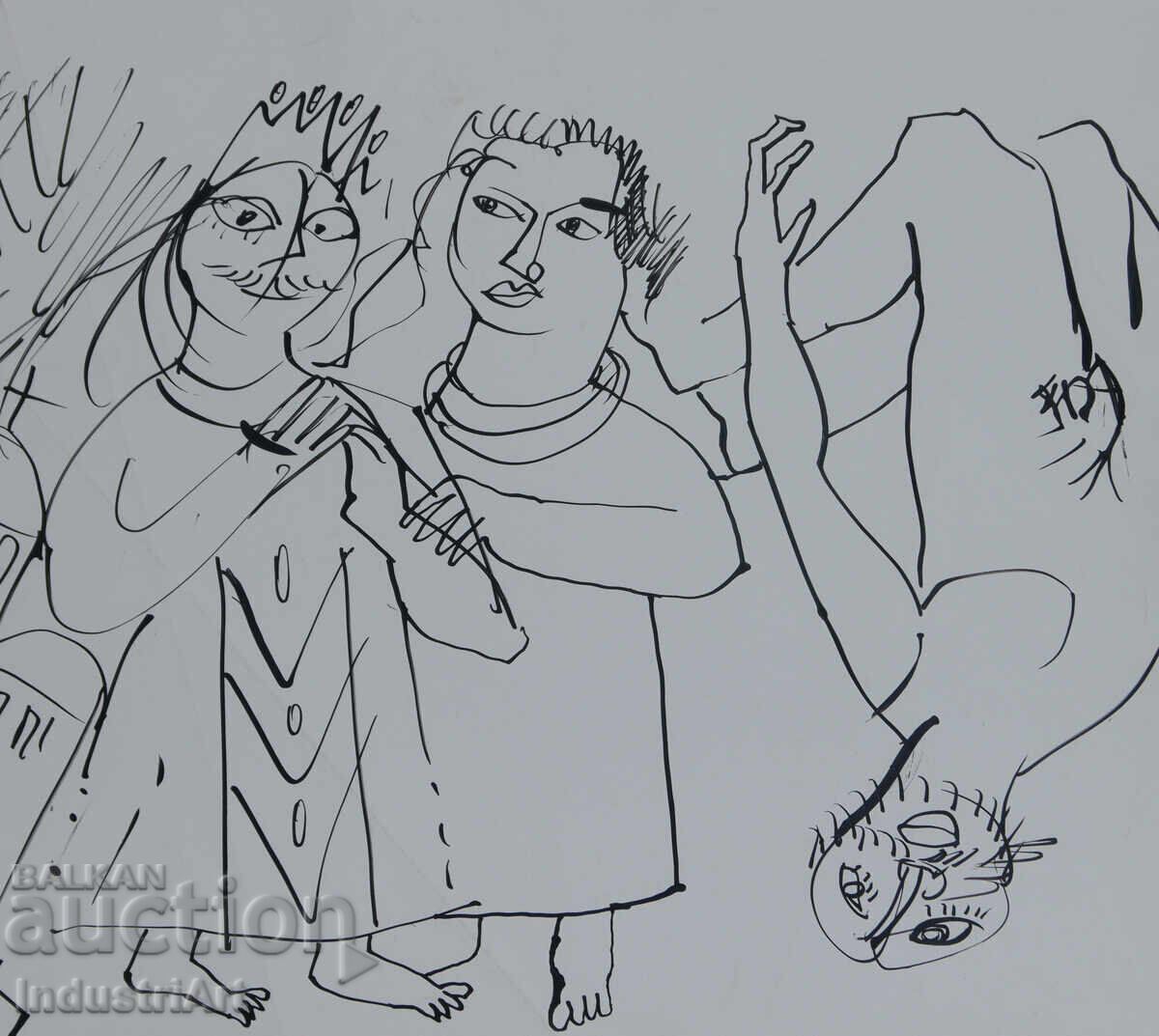 Artă modernă tuș portret abstract figuri - 6